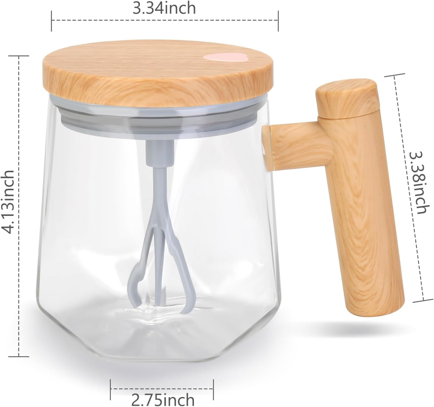 Self Stirring Coffee Mug, 13.5 Oz Battery Powered Electric Milk Coffee Mixing Cup Automatic Cocoa Hot Chocolate Juice Mixer Glass Tumbler with Lid and Handle for Office Traveling Gym Home