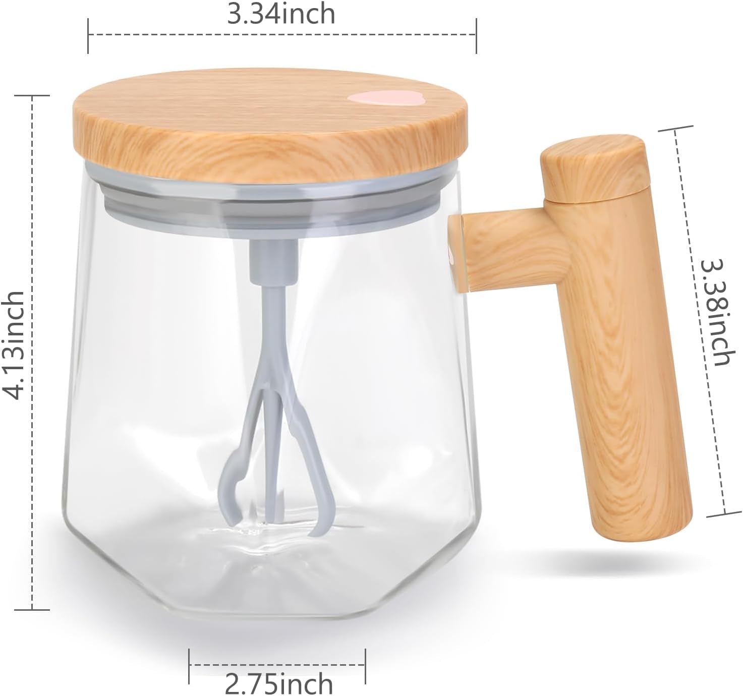 Self Stirring Coffee Mug, 13.5 Oz Battery Powered Electric Milk Coffee Mixing Cup Automatic Cocoa Hot Chocolate Juice Mixer Glass Tumbler with Lid and Handle for Office Traveling Gym Home