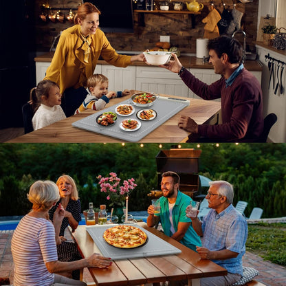 Warming Mat for Food - Rapid and Full Surface Heating, 6 Temp Settings, 6H Timer, Rollable Portable Food Warming Mat, Ideal for Gatherings, Parties, Keep Meal Warm (X Large Size, Gray)